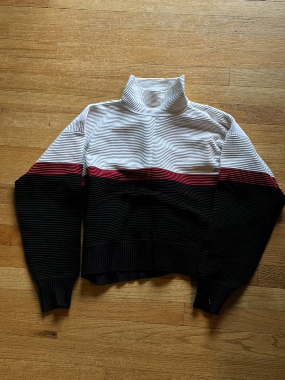 Nagnata Color Block Rib Sweater in Black/Rogue/Cream Size S/M